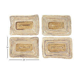Abstract Rectangle <b>Jute</b> Woven Place Mat Kitchen Decorative Accessory - Product Image 2