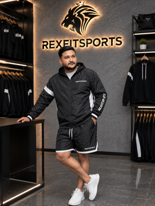 REXFIT <b>SPORTS</b> 2026 Custom Men Nylon Tracksuit <b>Jacket</b> Shorts Set Lightweight Breathable Hooded Windbreaker Sportswear Streetwear - Product Image 3