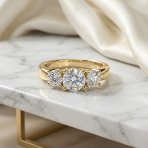 1.50CTW Three Stone Round Solitaire <b>Diamond</b> <b>Ring</b> - Product Image 1