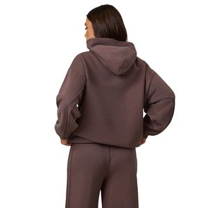 Sudadera con Capucha Oversize Marrón para Mujer, de Forro Polar, Manga Larga, Estilo Casual Urbano, Corte Holgado, para Uso Diario - Product Image 2