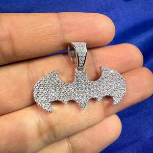 Pendentif symbole chauve-souris en moissanite de haute qualité, unisexe, serti de pierres, en argent 925, bijoux fins, pendentifs et breloques - Product Image 3