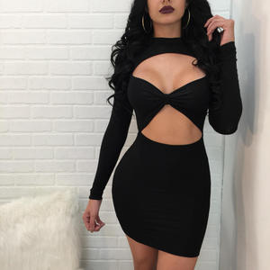 Vestido ajustado de cuello alto con aberturas, detalle de lazo, sin mangas, color liso, de punto elástico de spandex, mini, sexy, tipo tubo, por encima de la rodilla - Product Image 6