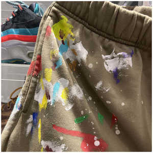 Pantalones Cortos Deportivos Personalizados con Estampado Splash para Hombre, Estilo Urbano, con Bajo sin Rematar, de Felpa Francesa, Algodón Lavado Mineral - Product Image 3