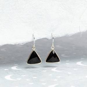 Sterling Silver Black Onyx Triangle Drop <b>Earrings</b> Wholesale Geometric Statement Jewelry for Women's Wedding Engagement Party - Product Image 1