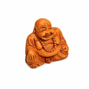 Estatua de Buda Sonriente Hecha a Mano en Madera, Decoración Tradicional para Sala de Estar, Regalo para Diwali - Product Image 2