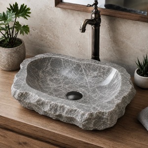 Vasque en marbre naturel irrégulier, sculptée à la main, moderne, pour salle de bain de luxe, hôtel, meuble-lavabo, salle à manger – Fournisseur en gros - Product Image 3