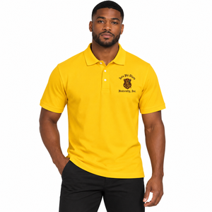 Polo jaune pour homme iota-phi-theta, broderie du logo de la fraternité, manches courtes, col classique, trois boutons, décontracté, style grec - Product Image 1