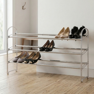 ชั้นวางรองเท้าสีขาวแบบ DIY ทันสมัยเฟอร์นิเจอร์ห้องนั่งเล่นทำจากไม้และเหล็ก - Product Image 2