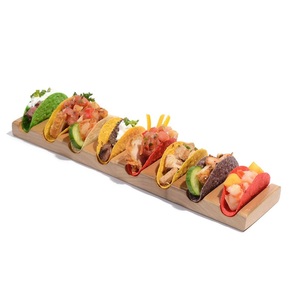 Support à tacos en bois écologique, forme vague, plateau de service pour tacos, accessoires de cuisine pour restaurant, plateau à tacos - Product Image 5