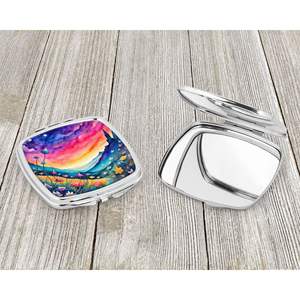 Espejo de maquillaje de viaje compacto Campanula colorido, espejo de bolsillo de mano plegable para mujeres y niñas, Idea de regalo decorativa - Product Image 3