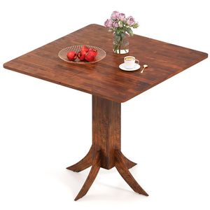Tavolo da Pranzo Quadrato con Piedistallo, Struttura in Legno di Gomma Massiccio, Design Pieghevole Fatto a Mano - Product Image 2