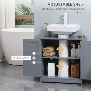 Mobile Bagno Moderno con Lavabo a Colonna, Armadietto Grigio con Ante, Specchio Smart e Funzione Impermeabile per Hotel, Top in Marmo - Product Image 5