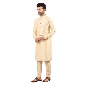 Men's Dupion <b>Silk</b> <b>Kurta</b> Pajama Set | Light Gold | Indian Ethnic Wear | Size 36-50 | Wholesale - Product Image 2