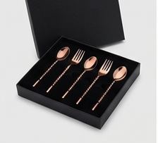 Modern <b>Copper</b> Finish Flatware Set Twisted Handle High Mirror Polish Rust Resistant Metal <b>Utensils</b> Wedding Occasion - Product Image 6