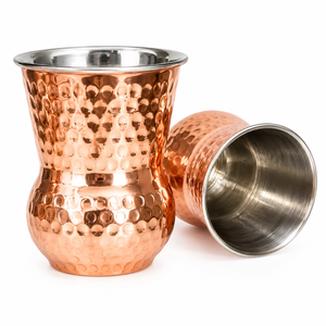 Verre à eau Matka Mughlai en cuivre pur martelé, fait main, pour hôtel et maison – Ensemble de vaisselle indienne de luxe - Product Image 1