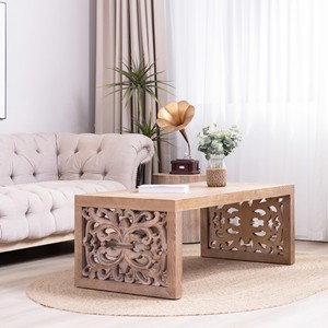 Mesa Auxiliar Jali de Madera de Sheesham Tallada a Mano con Cajón - Venta al por Mayor en India - Product Image 2