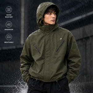 เสื้อแจ็คเก็ตผู้ชายแบบมีฮู้ด กันลม กันน้ำ สไตล์ทหาร รับผลิตแบบ OEM ODM ขายส่งจากโรงงาน - Product Image 6