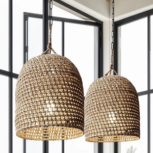 Irregular Flush Mount Ceiling <b>Light</b> Hallway Beige <b>Rope</b> Woven <b>Light</b> Fixture - Product Image 5