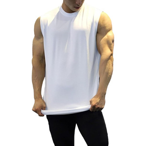 Wholesale Men's White Sleeveless Tank <b>Top</b> O-Neck Solid Color Breathable Casual Knitted Polyester Athletic Wear - Product Image 3