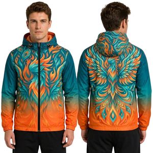 Chaqueta Cortavientos Sublimada con Diseño Abstracto Rosa y Verde, Forro de Malla Cómodo, Chaquetas Cortavientos Premium - Product Image 2