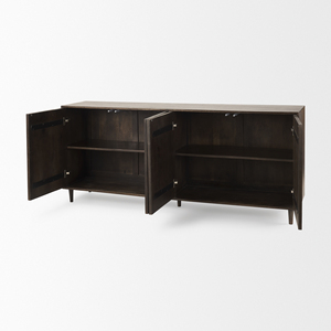 Wooden Dark Brown Carved Arch Pattern 4 Door <b>Sideboard</b> - Product Image 4