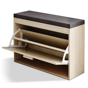 Legno naturale Color MDF melamina Flip Top panca cuscino 74x24x51CM in Rattan anteriore per ingresso di stoccaggio corridoio organizzazione - Product Image 5