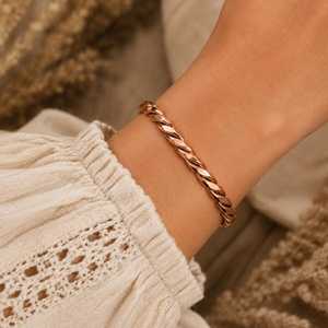 Rose Gold Plated <b>Copper</b> Alloy Cuff Bracelet Classic Twisted Design Unisex Jewelry men women <b>copper</b> wear <b>bangle</b> - Product Image 1