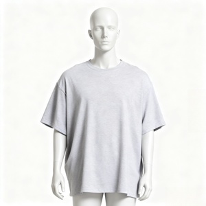 230gsm Cotton <b>Plain</b> Designer Oversize Boxy <b>Tshirt</b> 100% Cotton Drop Shoulder Custom Your logo Short Sleeve Heather Grey <b>Tshirts</b> - Product Image 2
