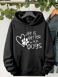 Professional New Quality Women <b>Hoodies</b> Autumn Winter Dog Claw Claw Print Love Letter <b>Cute</b> Printed Women Comfortable Sweatshirt - Product Image 1