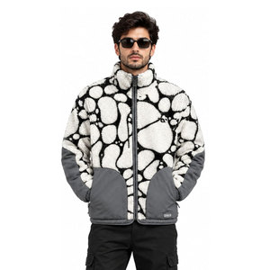 High Street Geometric Print Fleece Jacket Zipper Closure Windproof <b>Sherpa</b> <b>Lined</b> Winter Casual Coat Regular Fit - Product Image 2