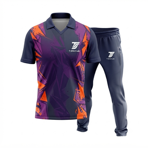 Uniforme de cricket professionnel à sublimation 100 % polyester, col rabattu, manches courtes, unisexe, personnalisable avec le nom de l'équipe, vente chaude - Product Image 1
