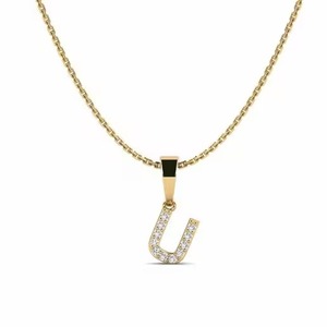 Pendentif lettre U en argent 925 avec moissanite et strass en cristal sertis en canal, charme hip-hop unisexe, idéal pour un cadeau - Product Image 2