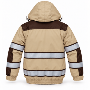 Chaqueta de Trabajo Reflectante Unisex con Cremallera, Personalizable con Marca, Alta Visibilidad, con Capucha, Forro Polar, Puños Elásticos, para Mantenimiento Ferroviario - Product Image 3