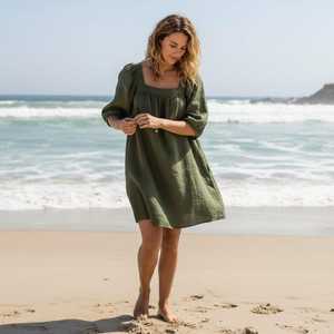 Women Cotton Midi <b>Dress</b> Sleeveless A-Line Casual <b>Summer</b> <b>Dress</b> Loose Fit Breathable Daily Wear <b>Dress</b> - Product Image 2