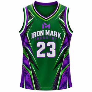 เสื้อบาสเก็ตบอลยูนิเซ็กซ์ ยี่ห้อ Iron Mark Industry คอวี แขนกุด พิมพ์ลายแบบ Sublimated 23 ระบายเหงื่อได้ดี ผ้าตาข่าย 100% ระบายอากาศได้ดี สำหรับผู้ใหญ่ - Product Image 1