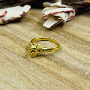 Nouvelle Arrivée Bague Crâne Gothique pour Homme, Bague Punk en Laiton Plaqué Or 18K, Bague Statement Style Rock pour Motard, Vente en Gros/OEM/ODM - Product Image 3