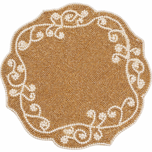 Handcrafted Luxury Embroidery Glass Seed Beadwork Table Mat For Wedding Events Home Dining Coffee <b>Placemat</b> Modern Ethnic Accent - Product Image 3