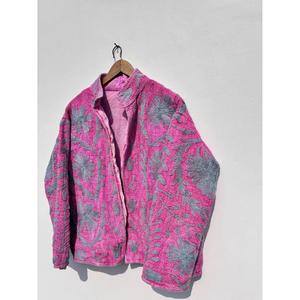 Velvet Suzani Embroidered Winter Boho Unisex Kimono <b>Jacket</b> Stand Collar Full Sleeve Thick Eco-Friendly - Product Image 3