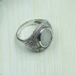 Natural Moonstone 925 Sterling Silver <b>Ring</b> Handmade Textured <b>Statement</b> <b>Ring</b> Oval Cabochon Gemstone Boho Jewelry Gift for Men Him - Product Image 5