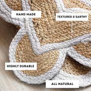 Alfombra de Yute Natural Hecha a Mano, Alfombra de Yute Trenzada Hecha a Mano, Alfombra de Yute Personalizada, Kilim, Alfombra de Cáñamo Natural con Diseño Floral, Decoración para el Hogar y Hoteles - Product Image 2