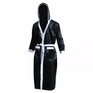 Bata con capucha roja con ribete blanco, material de poliéster, cómoda para el invierno, para hombres y mujeres, precio mayorista económico, bata de boxeo - Product Image 6