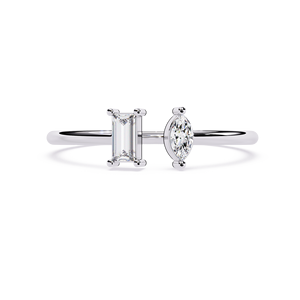 Anillo de Compromiso de Diamante Corte Esmeralda Platino, Anillo Clásico para Mujer con Diamante Blanco Natural Certificado por GIA - Product Image 1