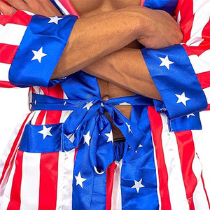 Bata de Boxeo y Lucha Libre con Capucha, Diseño Estrella y Rayas Americanas, para Hombre y Mujer, Satén Personalizado - Product Image 6