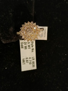 Premium 14K <b>Gold</b> Round Floral <b>Ring</b> with Diamond Look Stones Stylish Bridal Jewelry for Women Supplier - Product Image 4