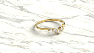 Anillo de Boda de Lujo en Oro de 18K con Diamantes Naturales Curvos en Forma de Chevron, Anillo Apilable Ligero y Delicado, Regalo de Joyería para Mujer - Product Image 3