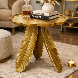 โต๊ะบาร์อะลูมิเนียมหล่อขึ้นรูปหรูหรา ฐานรูปใบไม้ ดีไซน์งานประติมากรรม ป้องกันสนิม ผิวสัมผัสระดับพรีเมียม ชิ้นงานตกแต่งสุดหรู - Product Image 3