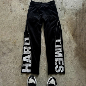 Pantalones holgados estampados para hombre con diseño de media cremallera, estilo urbano, corte holgado, con cremallera oculta con gráfico revelador, moda casual completa - Product Image 4
