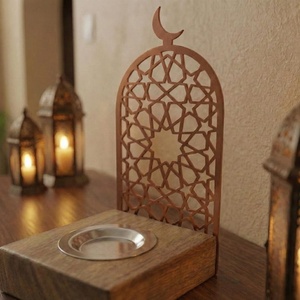 Islamic Wood & Metal Incense Burner Laser-Cut Geometric Design With Crescent Moon. Elegant Ramadan & <b>Eid</b> Spiritual Home Decor - Product Image 2