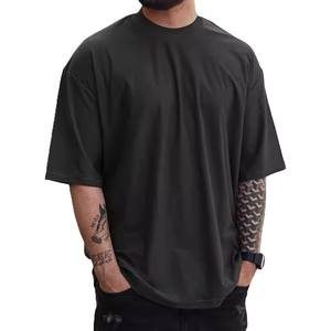 T-shirt d'été pour homme et femme, couleur unie, manches courtes, coupe ample, grande taille, tissu tricoté 220 grammes - Product Image 1