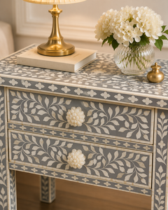 Bone Inlay Handmade Farmhouse Modern Living Room <b>Sideboard</b> Display Cabinet 2 Drawer <b>Storage</b> Console - Product Image 3
